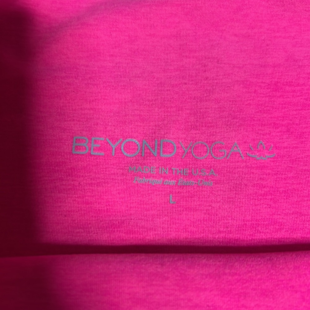 Beyond Yoga Cropped Leggings high Rise bright Pink Space Dye Large B14 - Picture 3 of 4
